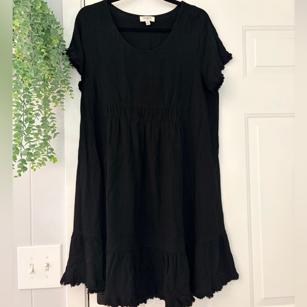 UMGEE Linen/Cotton Blend Black Women's Dress